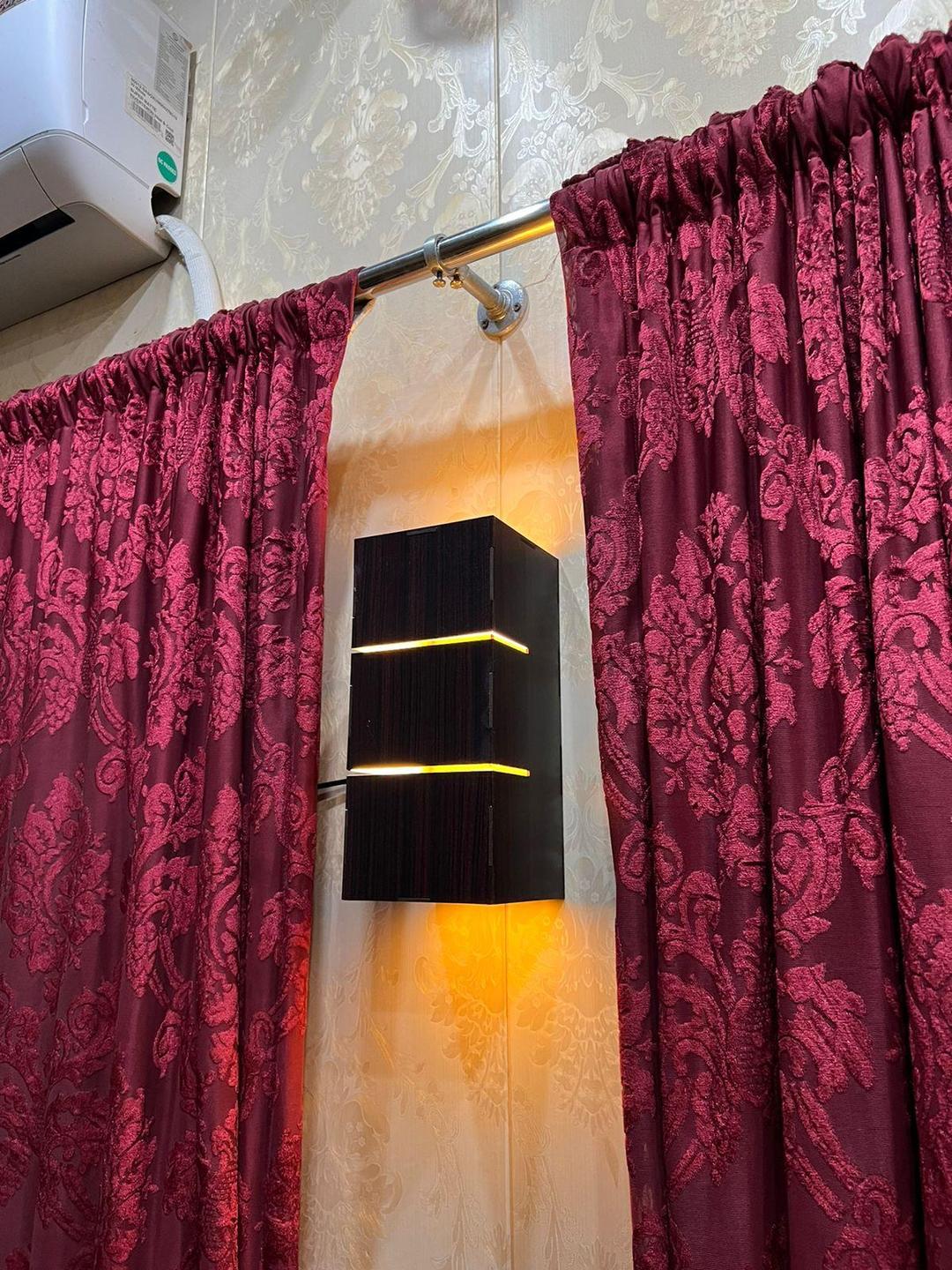 3D Wooden Wall Lamp Brown Golden Modern Design