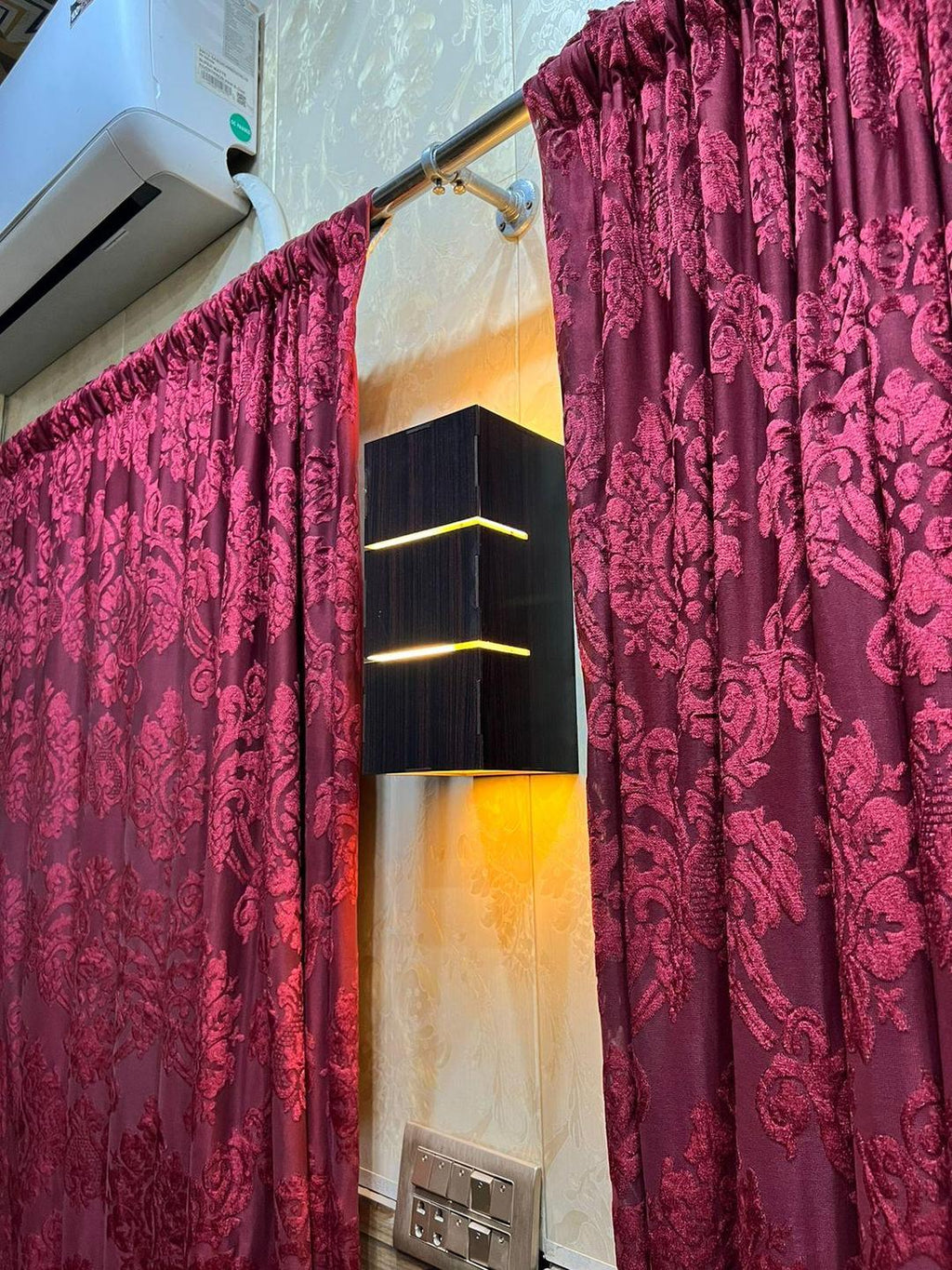 3D Wooden Wall Lamp Brown Golden Modern Design