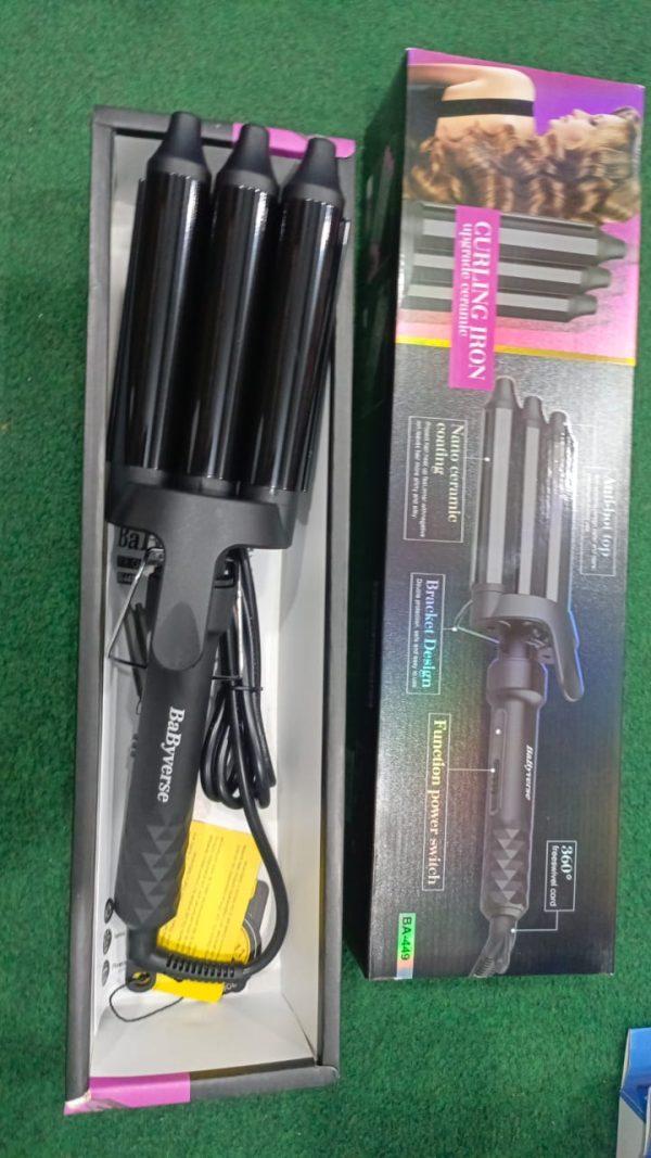 3-Barrel Thermal Hair Crimper Black Corded 25mm