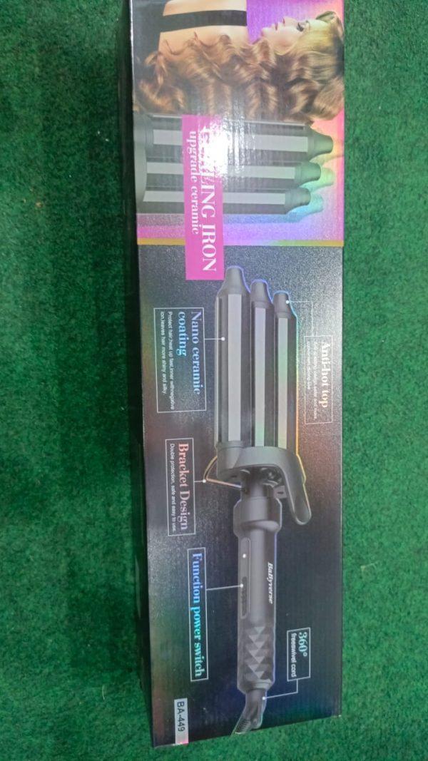 3-Barrel Thermal Hair Crimper Black Corded 25mm