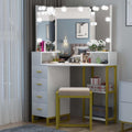 Premium Vanity Mirror with LED Lights White Gold ABS